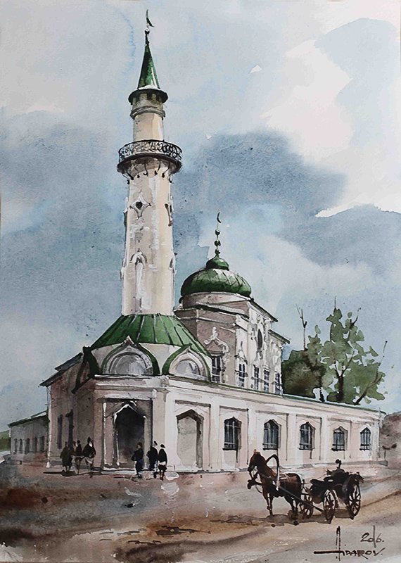 Мечеть в деревне картина