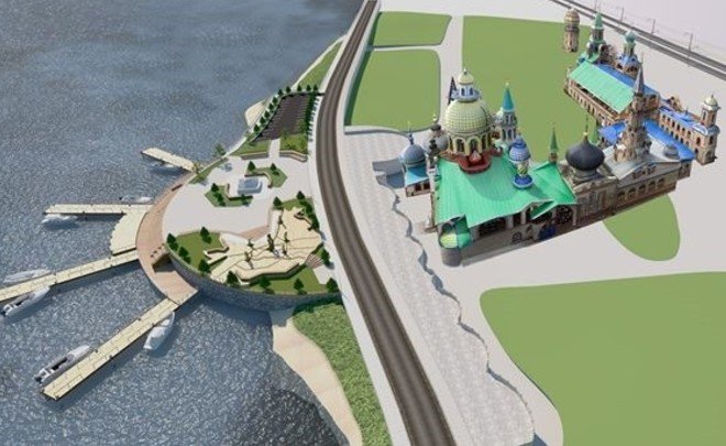 Храм всех религий 2.0: парк с музеем Ханова, пристань с теплоходом-отелем и «Хранительница» Намдакова на берегу