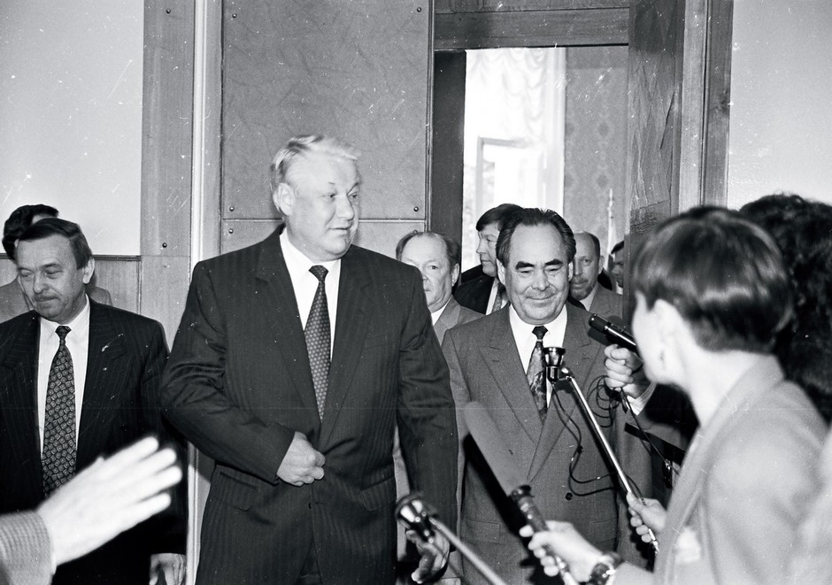 В ходе визита Ельцин и Шаймиев активно общались с прессой