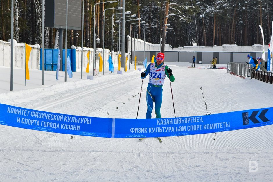 Участник массовой гонки «Лыжня России»
