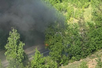 На выезде из «Салават Купере» в Казани загорелась бетономешалка