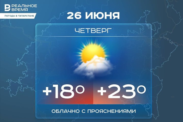 Сегодня в Татарстане ожидаются дожди, грозы и до +23 градусов