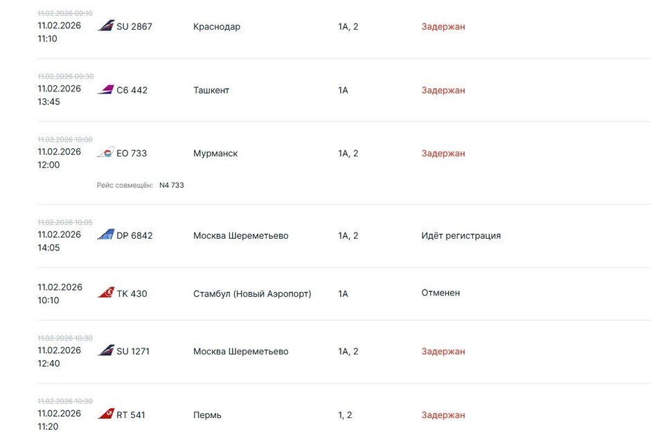 В аэропорту Казани задерживаются шесть рейсов на вылет