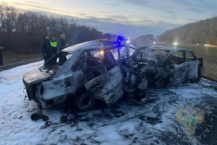 Два человека погибли в лобовом столкновении на трассе под Чистополем