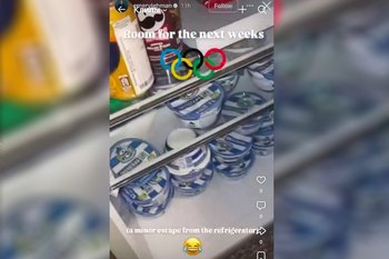 Американский конькобежец показал холодильник, «забитый» российской молочкой — она производится в Татарстане