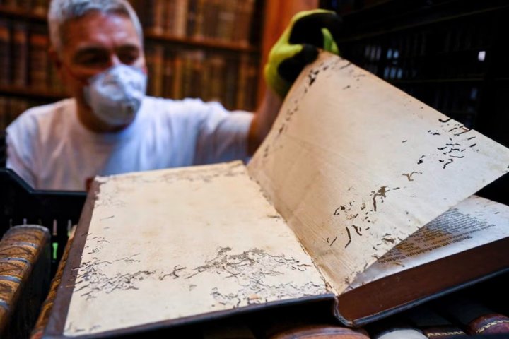 В Венгрии спасают 100 тыс. книг из-за нашествия жуков в библиотеке тысячелетнего аббатства