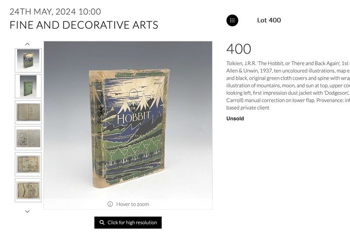 Экземпляр книги Толкина «Хоббит, или Туда и обратно» продали за £31,2 тыс.