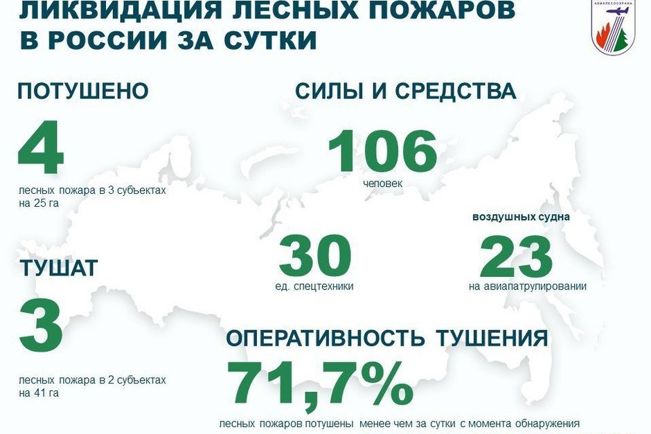 За сутки в России потушили четыре лесных пожара