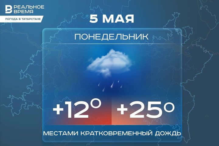 Сегодня в Татарстане местами ожидается кратковременный дождь и до +25 градусов