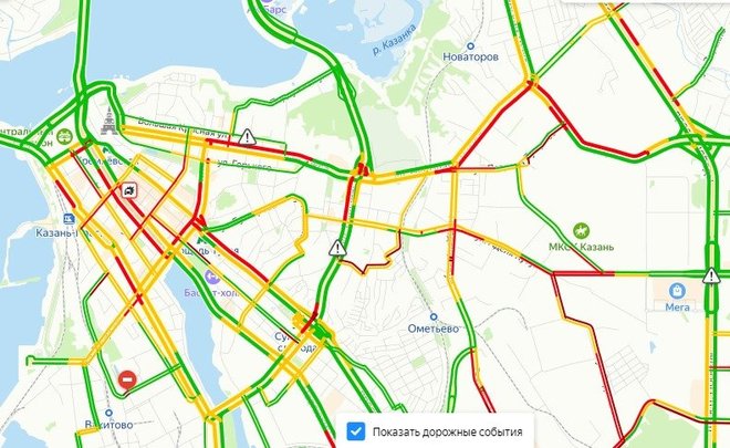 Пробки на дорогах казани сейчас карта