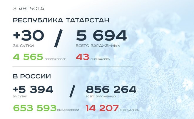 Главное о коронавирусе на 3 августа: в Казани прошел массовый забег, в 80 субъектах ситуация стабилизируется