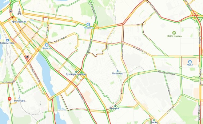 Утром вторника пробки в Казани достигли 9 баллов
