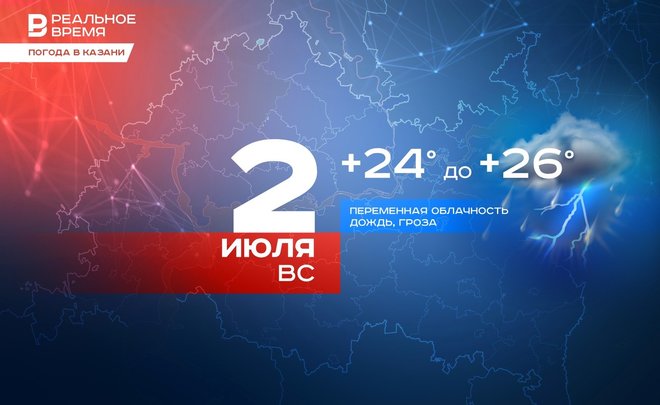 Сегодня в Казани дождь, гроза и до +26 градусов