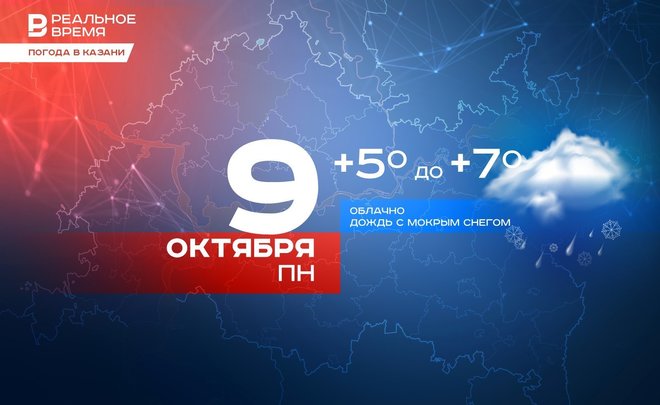 Сегодня в Казани небольшой дождь с мокрым снегом и до +7 градусов