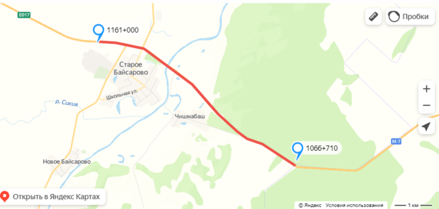 Карта дороги м12 по башкирии