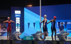 Российские пловцы на втором месте в эстафете на чемпионате Европы по плаванию на короткой воде в Казани