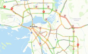 В Казани в пятницу вечером наблюдаются 9-балльные пробки