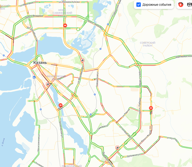 Карта с пробками казань
