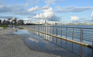 В Казани пользователи сняли плавающих в луже детей